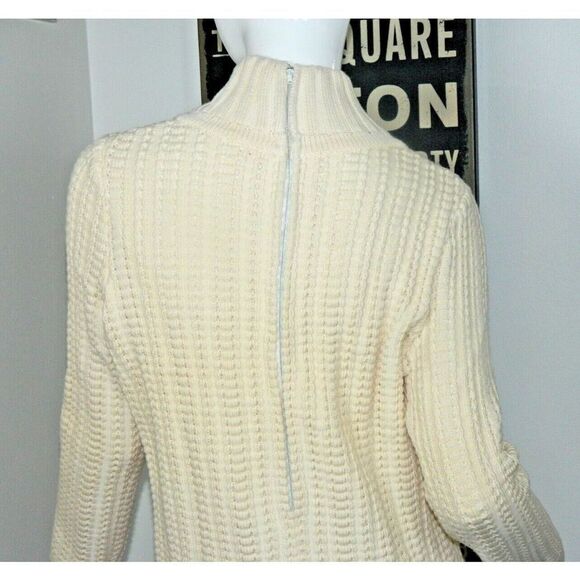 Mallory Dress Size Small Ivory 1960's Sweater‎ Italian Knit 100% Wool Vintage - Picture 6 of 13
